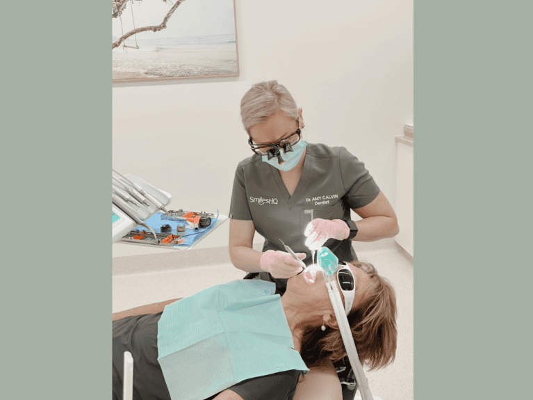 patient getting Nitrous Oxide Sedation at the warners bay dental clinic